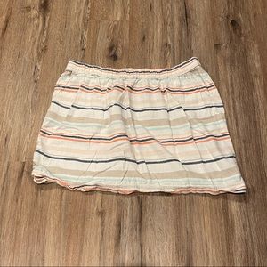 Women's Striped Elastic Waist Mini Skirt - Cream with Pastel Stripes